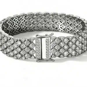 High End S925 Sterling Silver Diamond Bracelet Pavé Set Sparkling Toggle Clasp Luxury Jewelry for Women Evening Weddings Gift