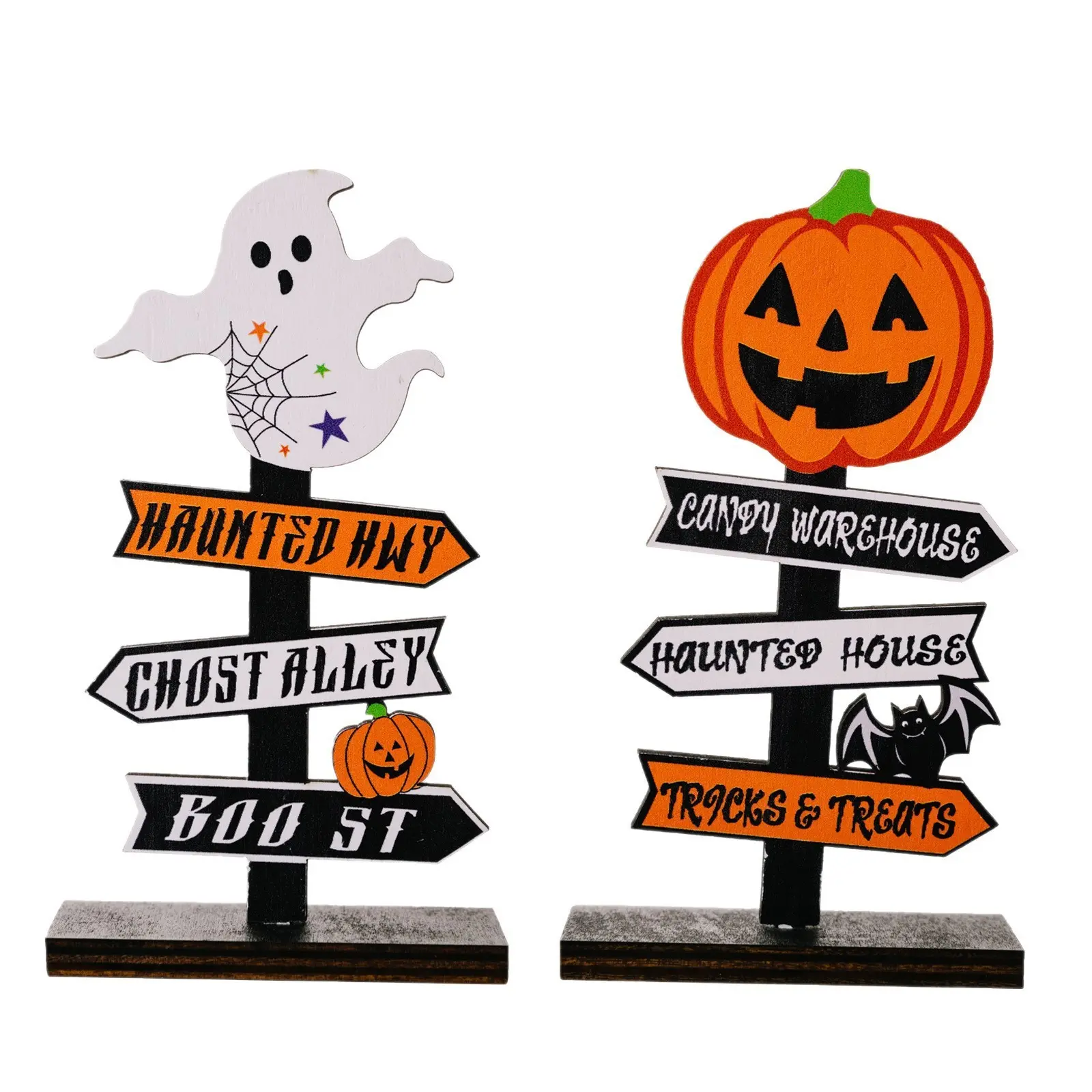 Halloween Party Cake Topper, Horror Decorations, Wooden Ornaments, Pumpkin, Ghost, Perfect for Halloween Celebrations, Unique Festive Accessories