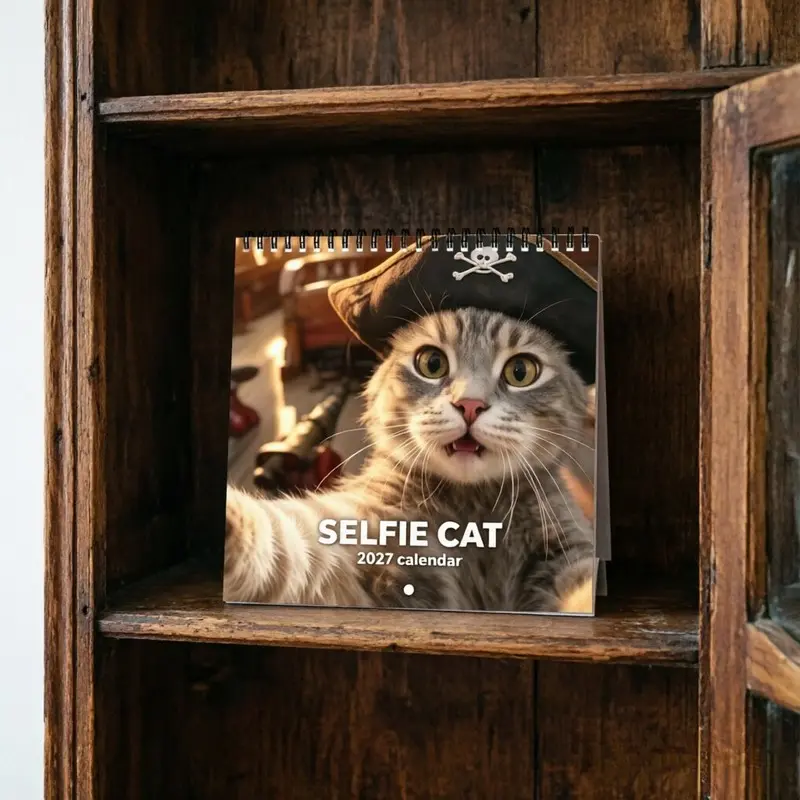 2027 Monthly Planner - Cute Cat Selfie Design, 12-Month Layout (January to December), Perfect for Home and Office, Adorable and Fun Aesthetic Style Calendar