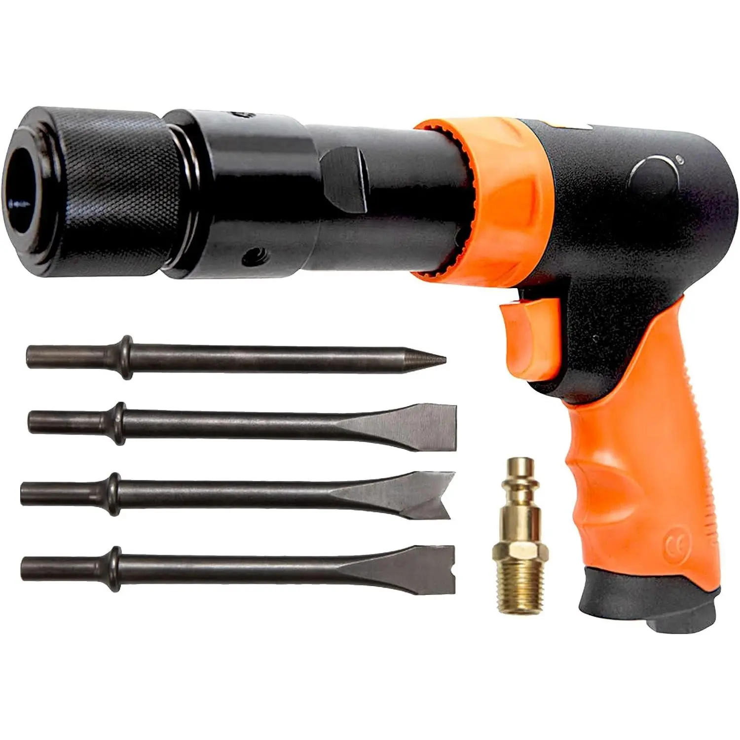 190mm Long Barrel Air Hammer with Quick Change Chisel Retainer and 4- Chisels Set, Pneumatic Tools