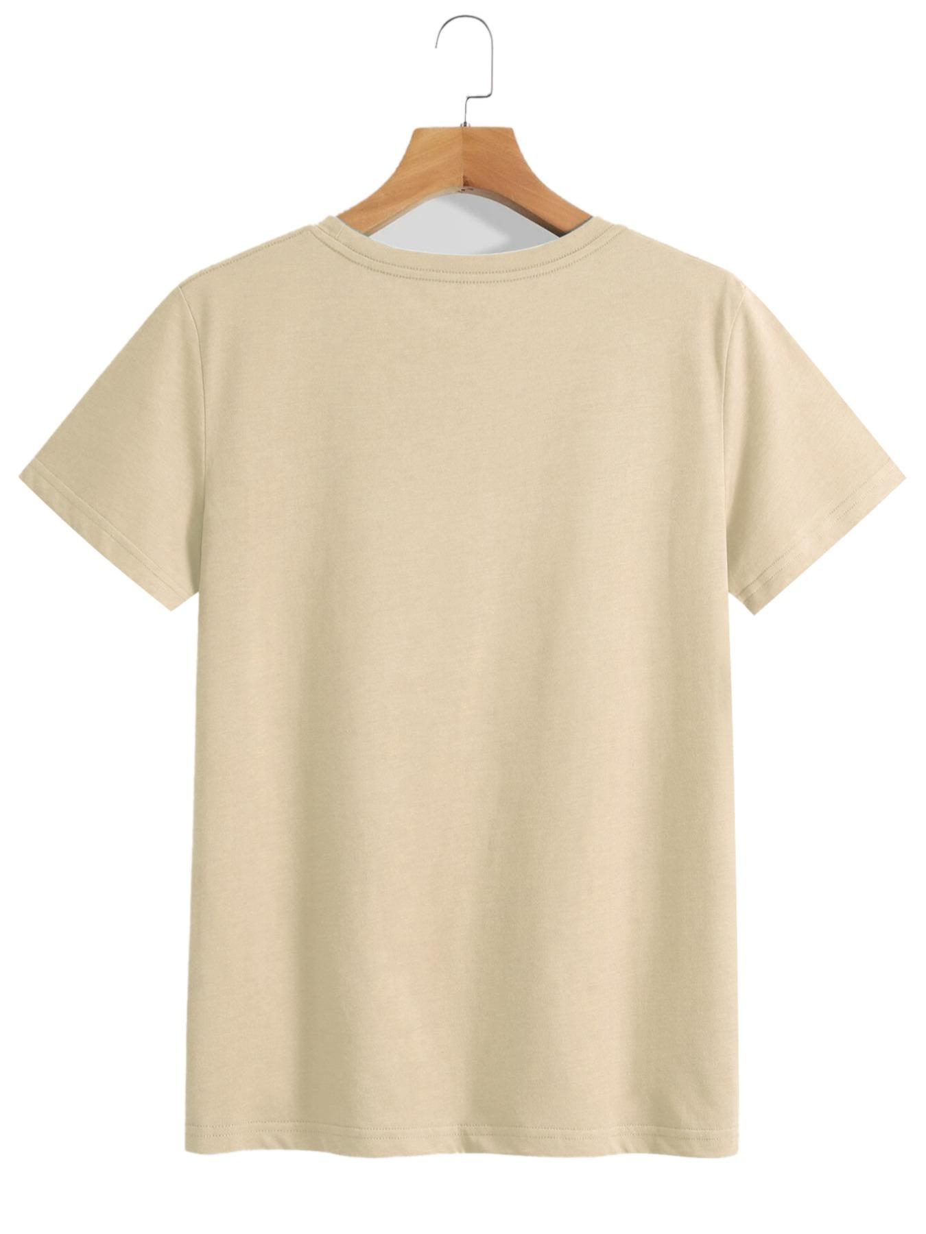 Women's Cartoon Cat Print Short Sleeve Jersey Tee, Casual Fashion Round Neck T-shirt, Summer Clothes Women, Women's Top for Daily Wear, Clothing