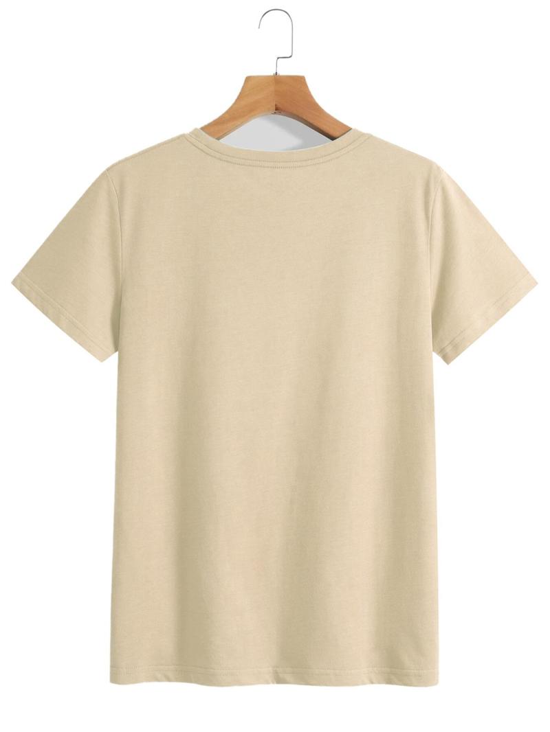 Women's Cartoon Cat Print Short Sleeve Jersey Tee, Casual Fashion Round Neck T-shirt, Summer Clothes Women, Women's Top for Daily Wear, Clothing