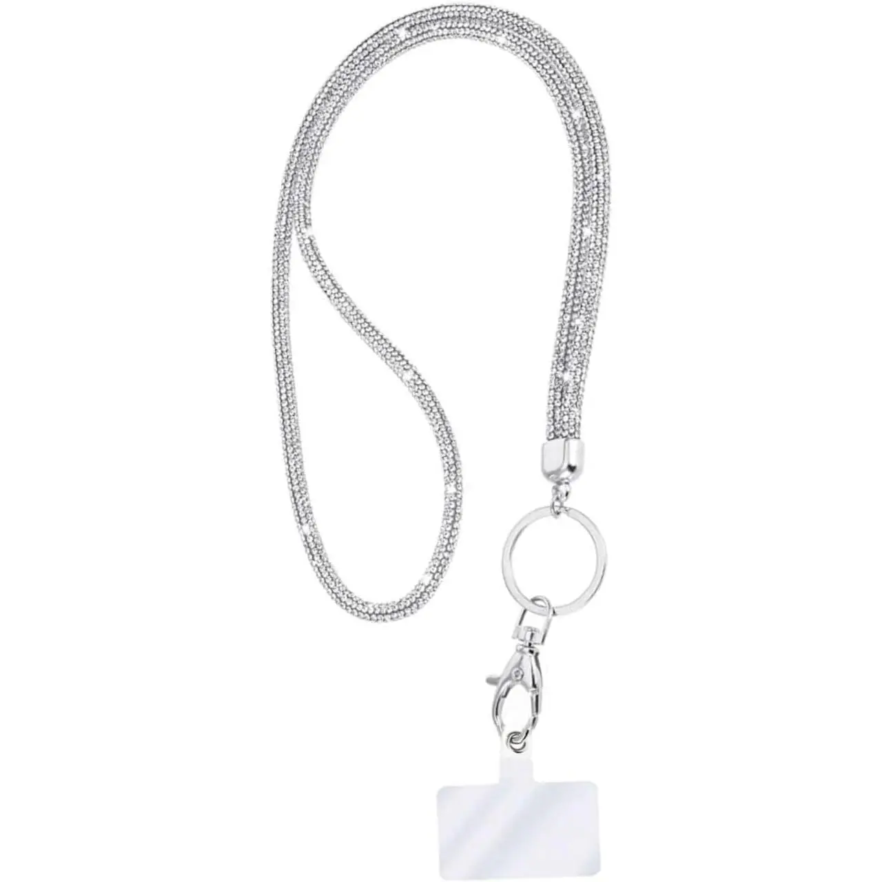 Fashion 31.5" Sparkle Glass   Lanyard, ID Badge Holder,Rhinestone Name Card Holder,Bonus 1 Cellphone Tab(1PC)