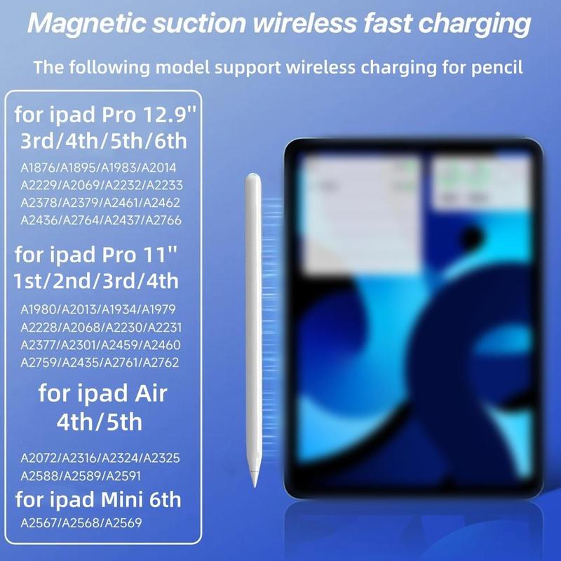 Magnetic Wireless Charging Stylus Pen, 1 Count Rechargeable Stylus Pen, High Precision Smooth Writing Pen for iPad 2018-2024 Models