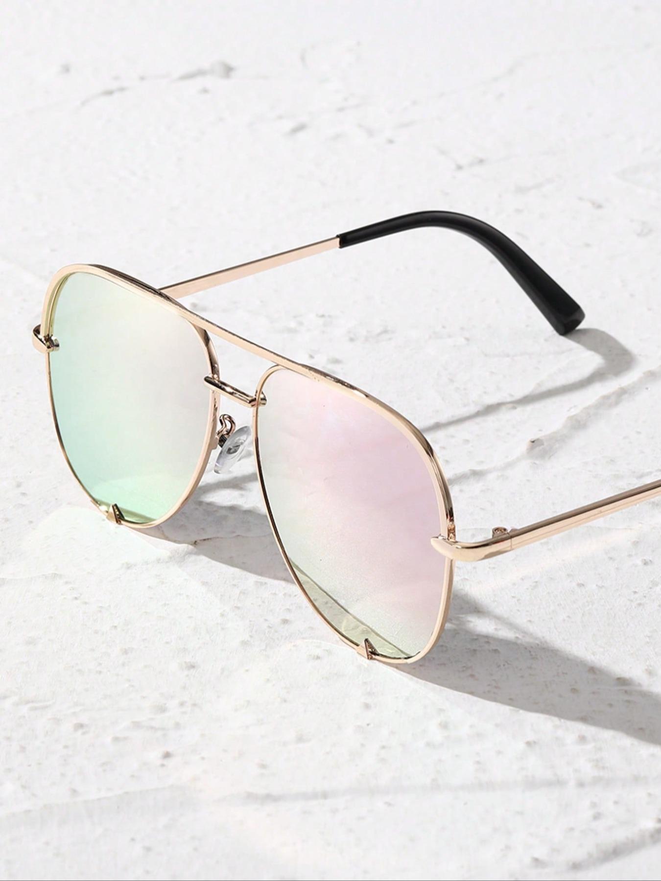 1 Pair Summer Top Bar Design Aviator Frames Sunglasses, New Personality Travel Accessories for Women & Men, Lightweight and Durable for Outdoor Sun Protection Glasses for Daily Use