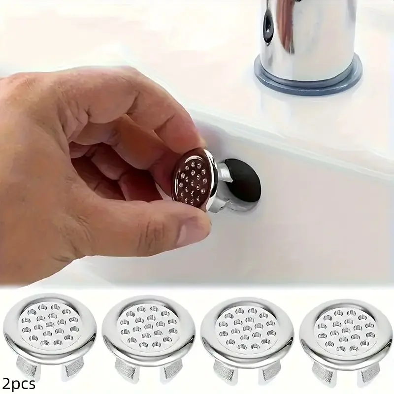 2pcs Elegant Sink Drain Covers with Decorative Knobs, Leak-Proof, Easy Install, Durable Plastic, Standard Sink Fit, Kitchen & Bathroom Accessories
