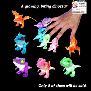 Bite Finger Dinosaur Toy Set, Glowing Dinosaurs, Fun Birthday Gift, Stress Relief Toy, Jurassic Enthusiasts, 5 Random Colors