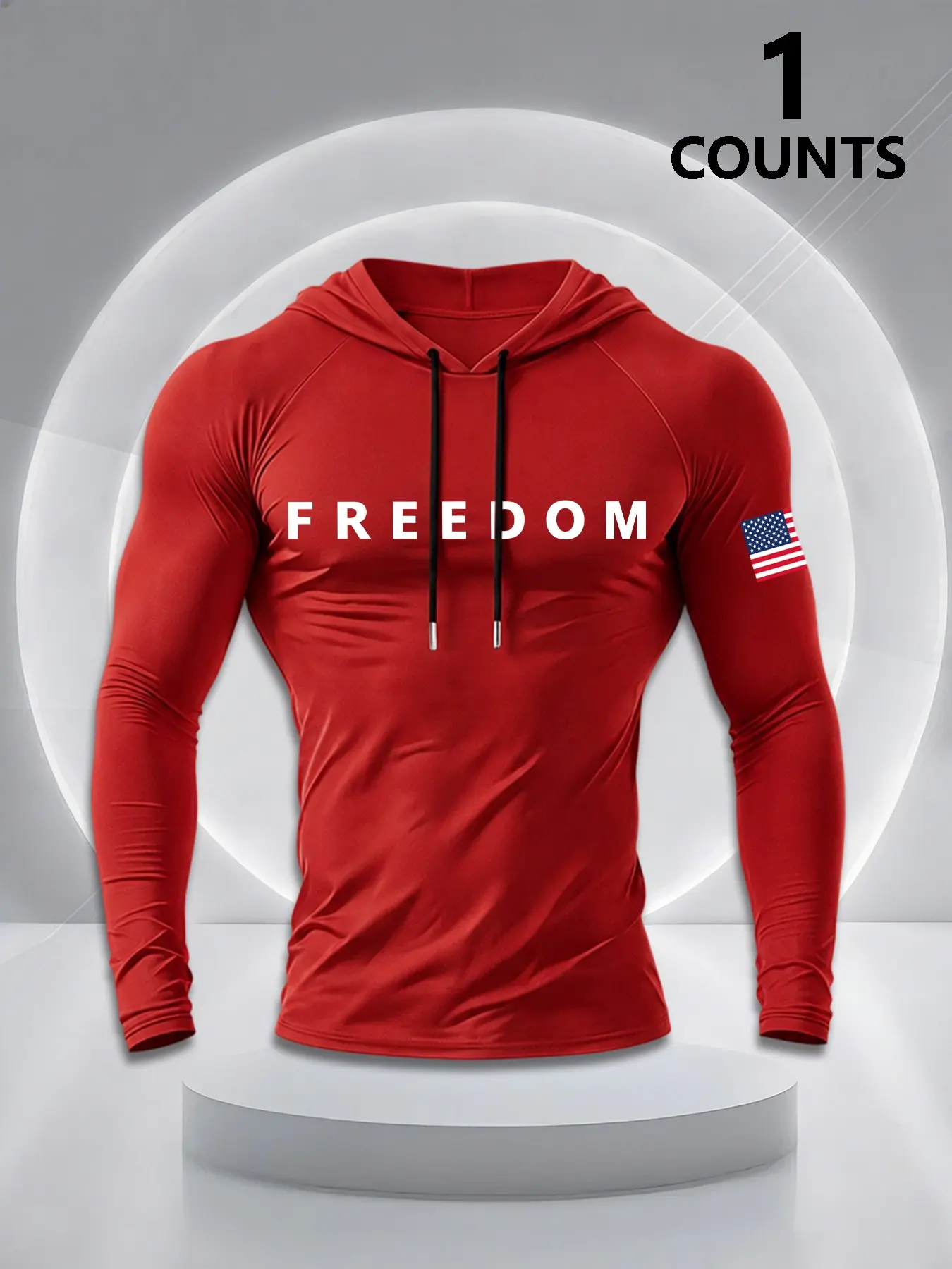 Men's Casual Letter Print Hooded Top, Loose-Fitting Streetwear Long Sleeve, Elastic Fitness Shirt, Unlined, Made in China