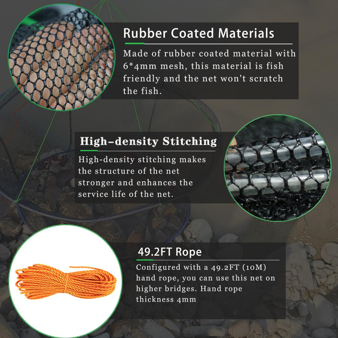 Drasry Functional Foldable Mesh Fish Trap - 31.5 * 23.6 In (80 * 60 Cm)) Folding Fishing Net, Crab Traps, Fishing Gear and Equipment for Catching Crayfish, Shrimp, Minnows