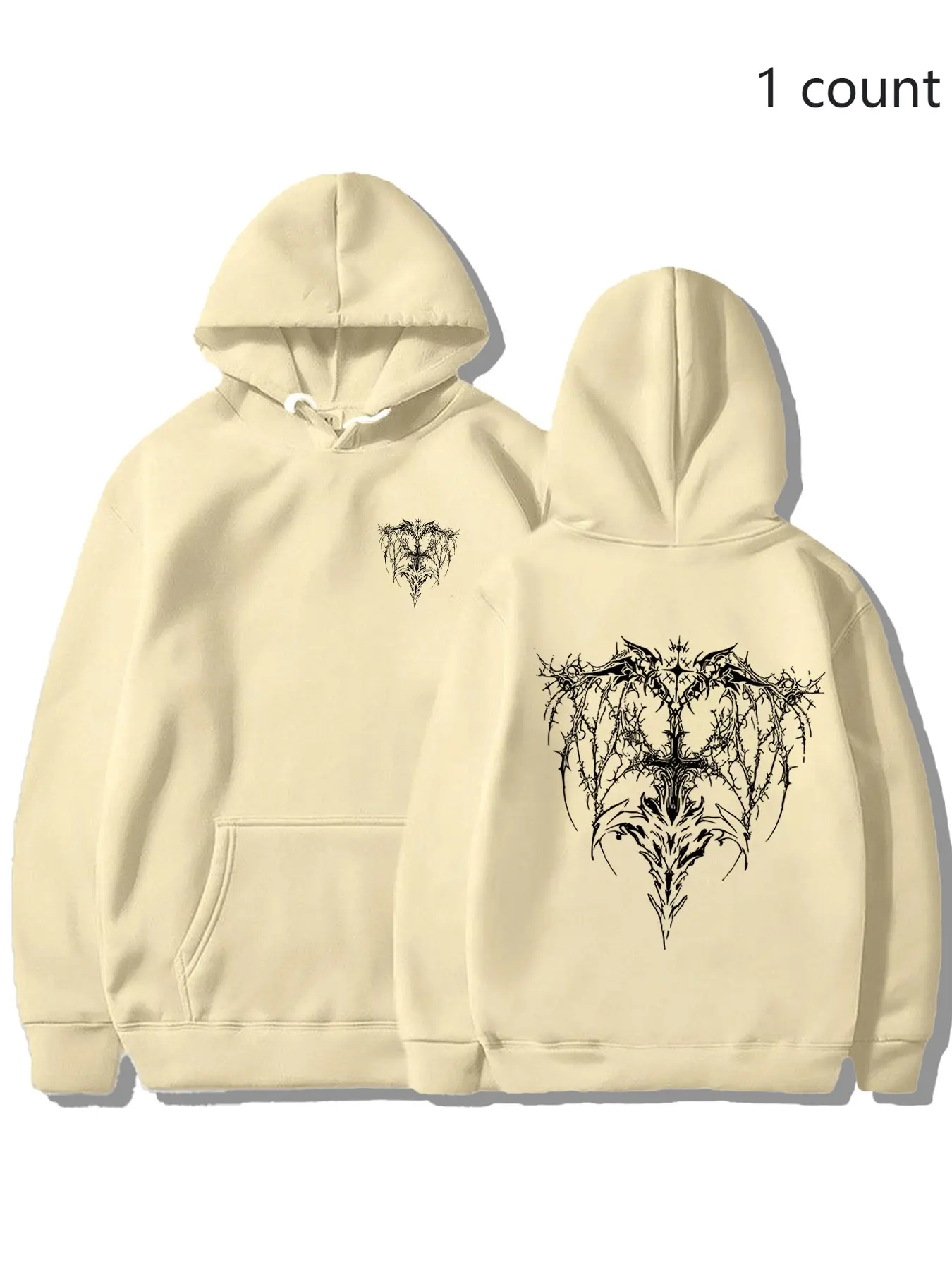 Sober Ny Dark Gothic Hoodie, Oversized Soft Fleece Pullover, Halloween Print, Punk Street Style, Unisex Grunge Graphic Sweatshirt