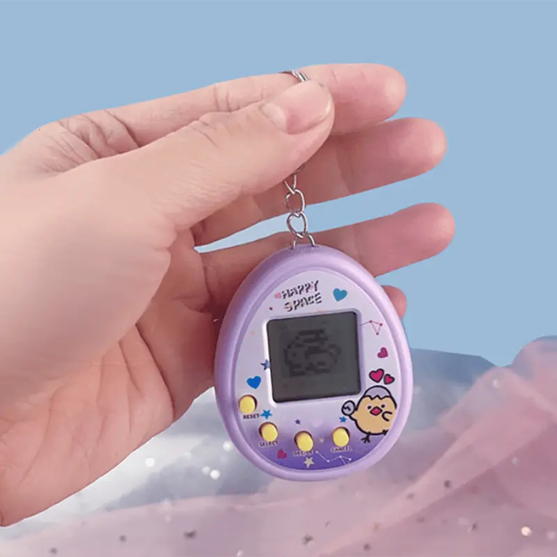 Compact Digital Virtual Pet Keychain Car Charm - Pocket-Sized Tiny Console Charm, 90s Nostalgic Electronic Handheld Game Console, Plastic Car Interior Decoration, Compact Device with Engagement Feature, Random Color