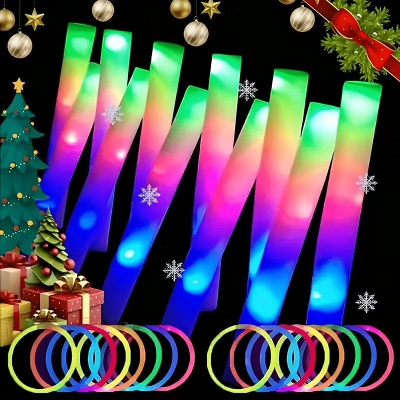 136/156pcs Set -36/56pcs 16-inch Foam Glow Sticks Plus 100 Glow Sticks, LED Flashing With 4 Modes Of Colorful Flashing. Ideal Decorative Supplies For Wedding, Concerts, Parties, Halloween And Christmas, And The Best Set Of Supplies For Party Event