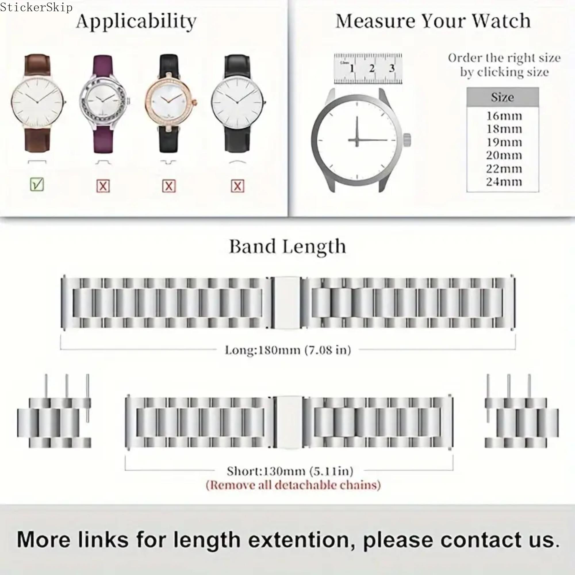 2026 Stainless Steel Watch Band 18mm 20mm 22mm – Universal Replacement Strap for Men & Women, Adjustable Durable Metal Watchband with Secure Buckle for Business, Casual & Everyday Wear