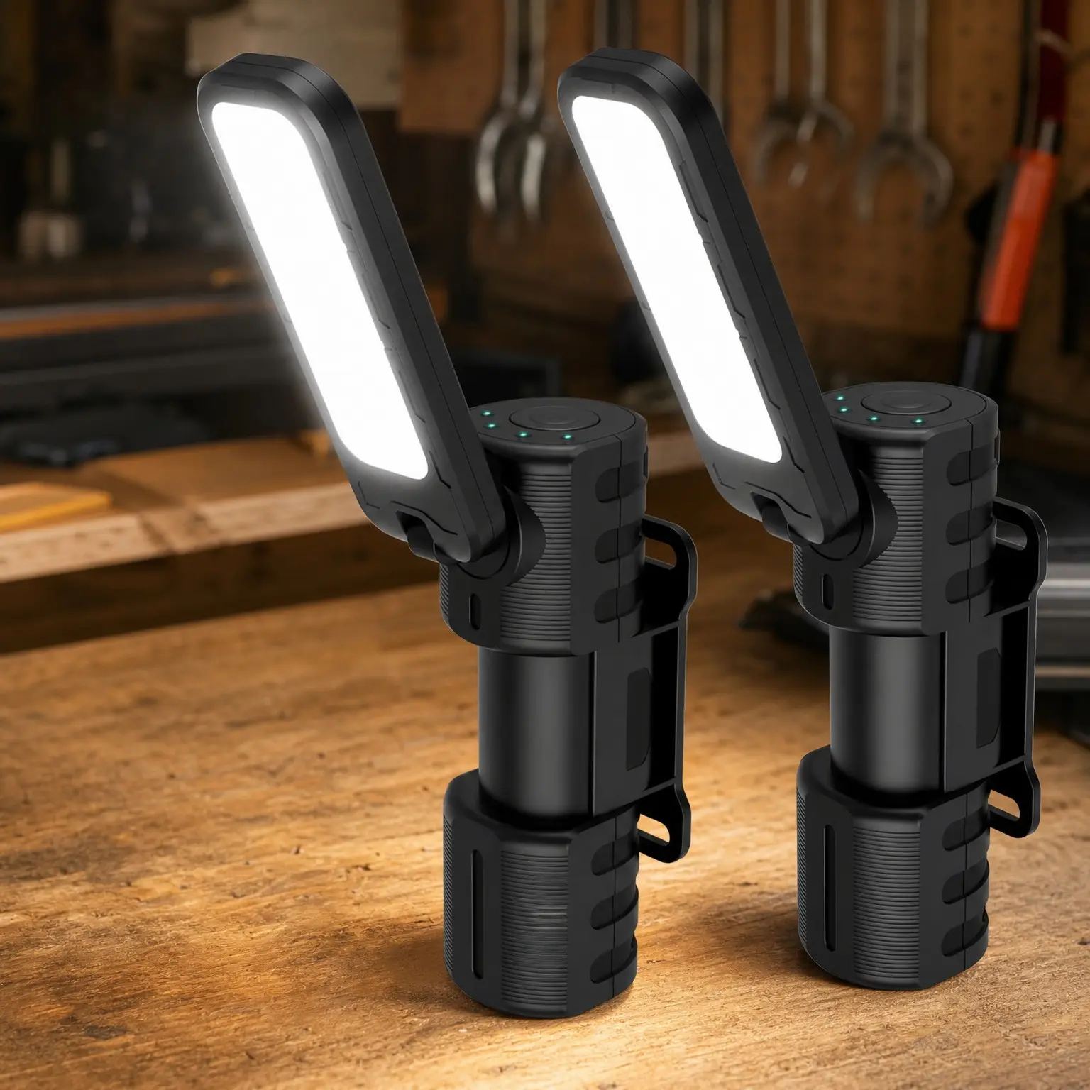 2 Pcs Rechargeable 5000LM LED Work Light with Magnetic Base, 180° Rotatable Mechanic Grill Light for Car Repair, Emergency, Camping, Outdoor & Mechanics ToolsGift