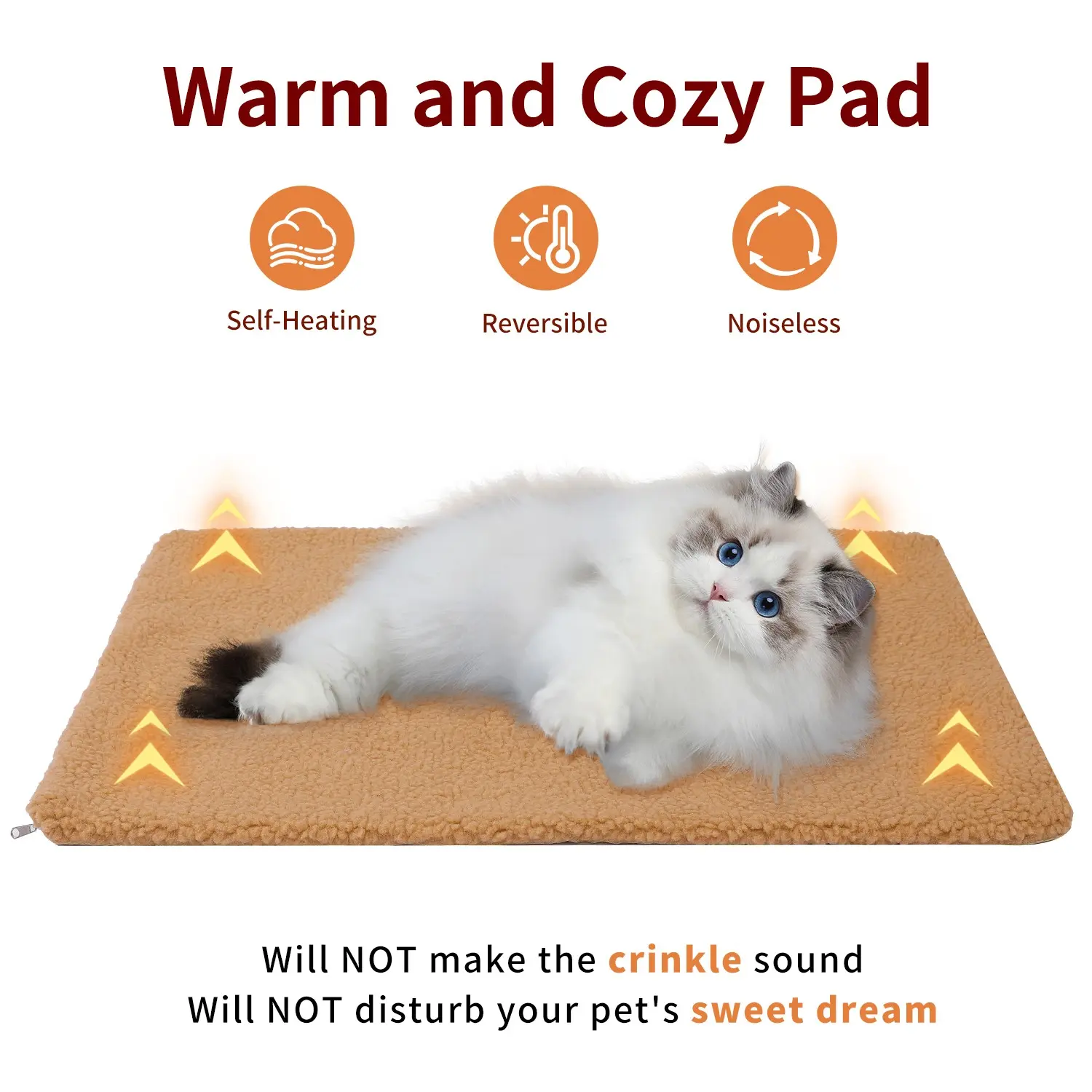 Self-Heating Pet Pad for Small Cats and Dogs, Durable Non-Electric Heating Blanket, Slip-Resistant and Washable, Indoor Warmth Provider