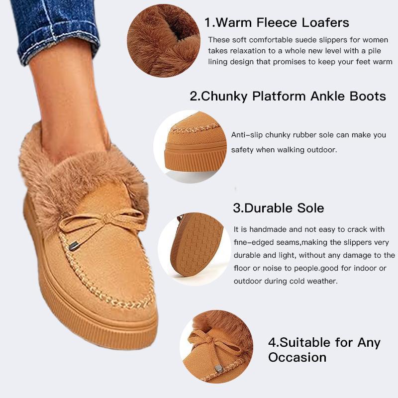 Women's Platform Warm Moccasin Slippers Slip On Loafer Plush Shoes Anti Slip Flat Walking Loafers Faux Fur Snow Boots Soft and comfortable suede slippers for women B2G510 Women's Platform Warm Moccasin Slippers Slip On Loafer Plush Shoes Anti Slip Flat Walking Loafers Faux Fur Snow Boots Soft and comfortable suede slippers for women B2G510
