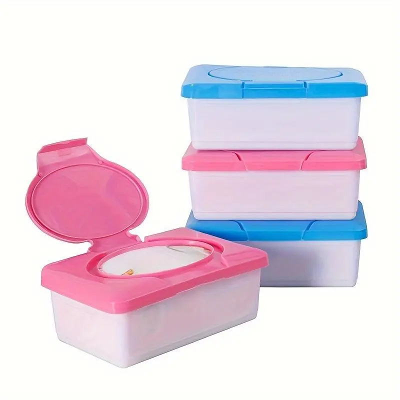 1pc Wet Tissue Storage Box, Wipes Dispenser Case, Baby Wipes Storage Case With Lid, Plastic Wipes Holder For Bathroom Living Room Bedroom Vanity Countertop, Home Essentials