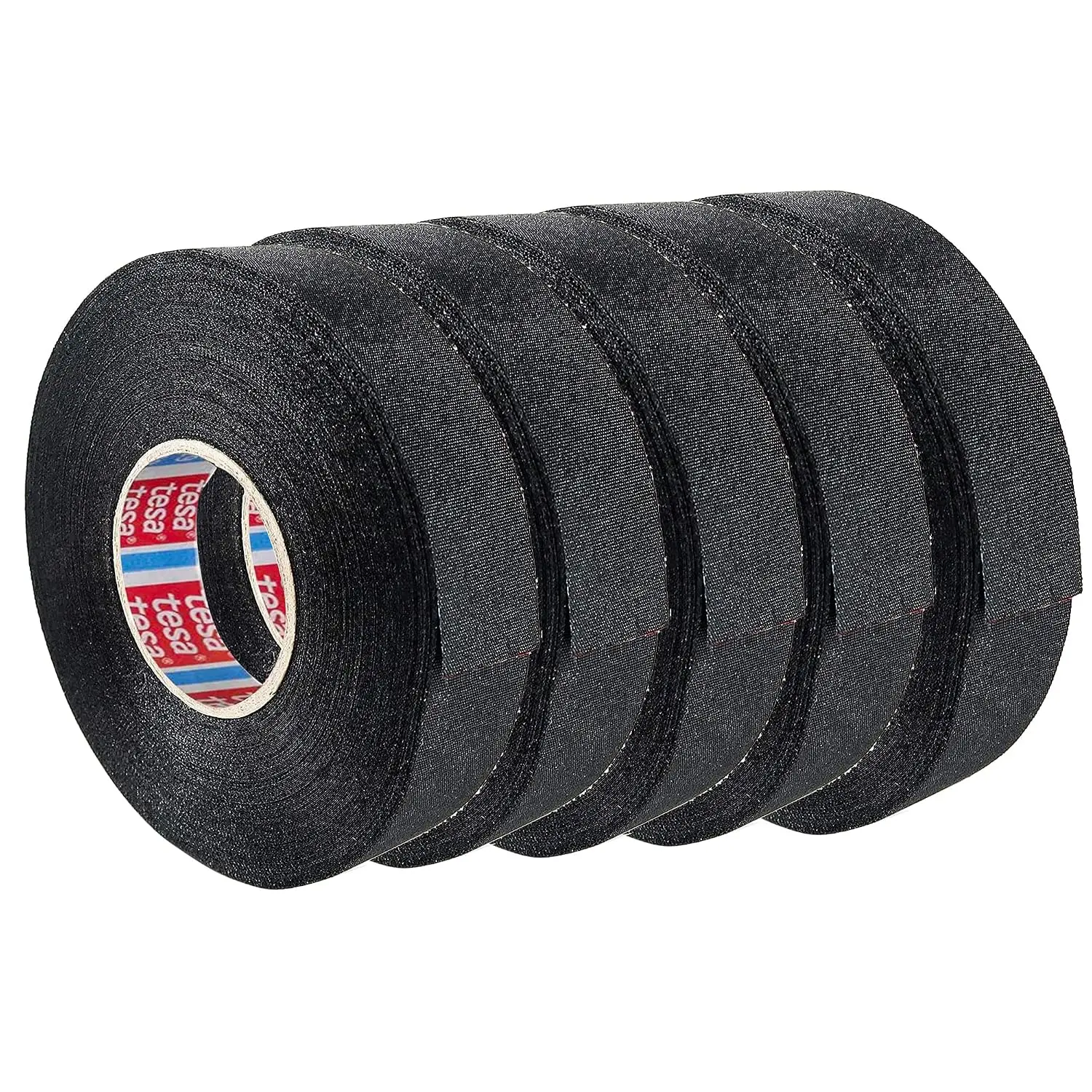 tesa 51608 Wire Harness Tape, 0.75in x 27yd (5 Pack), Automotive Cloth Electrical, Heat Resistant Shrink Tape, High Temp Wire Loom Tapes for Wrapping, Protection and Insulation