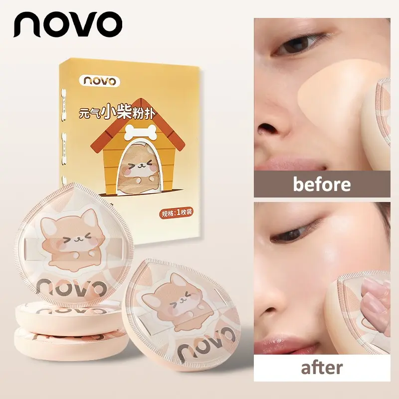 1pc Air Cushion Makeup Sponges | New Type Of Transparent Bandage, Reusable Makeup Sponge For Liquid, Cream, Foundation And Powder, Hydrophilic Pu, Cute Cartoon Leather Surface, Dual Use For Dry/Wet, Portable Makeup Tool For Travel And Daily