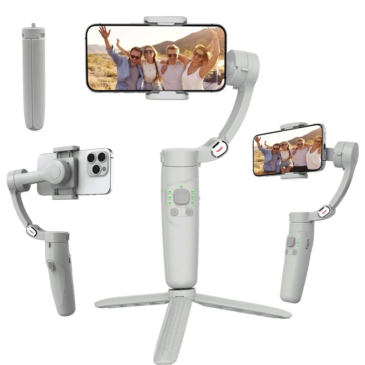 M1 Three-Axis Portable Gimbal Stabilizer, Foldable Smartphone Video Recorder, Ideal for Smartphones, Vlogs, Compact and Lightweight Design