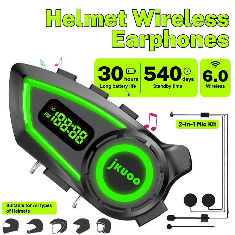 Bluetooth-compatible Helmet Headphones, Wireless Audio Device, Secure Fit Design, Ideal for Riders and Motorcyclists, High-Quality Sound