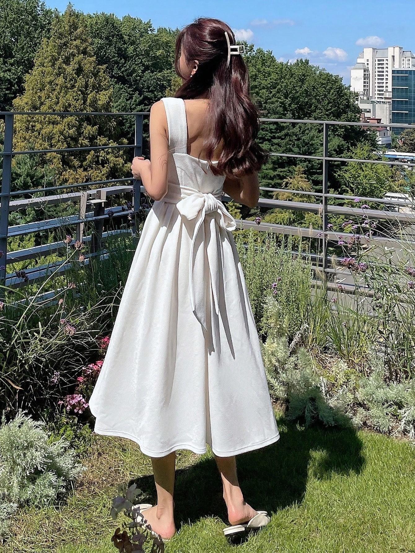 Sleeveless Neck Sweetheart Tie s Women DAZY Back Dress