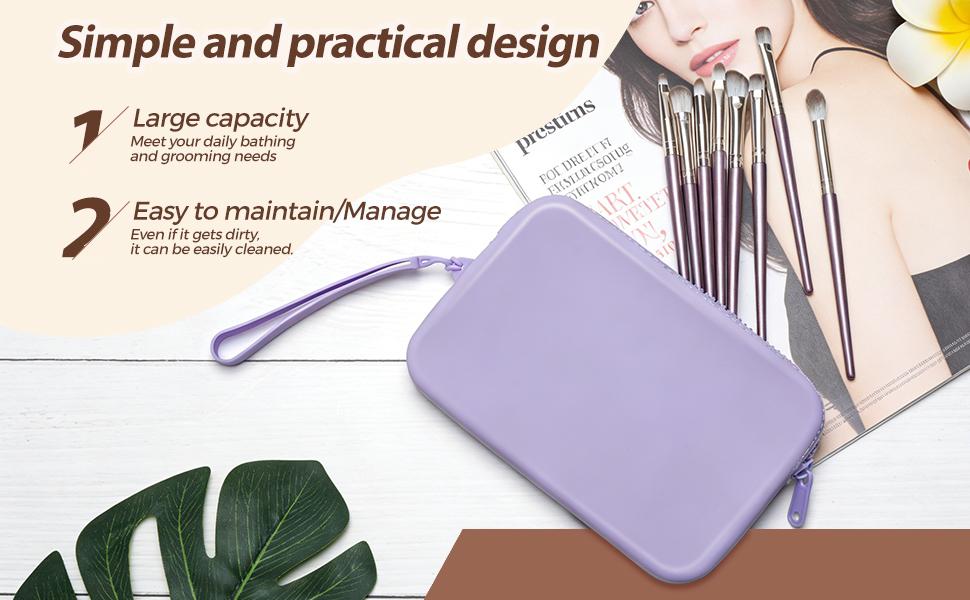 Large Silicone Multifunctional Essential Bag Portable Travel Makeup Bag for Women Men Cards Cash Bag Zipper Pouch (Light Green)