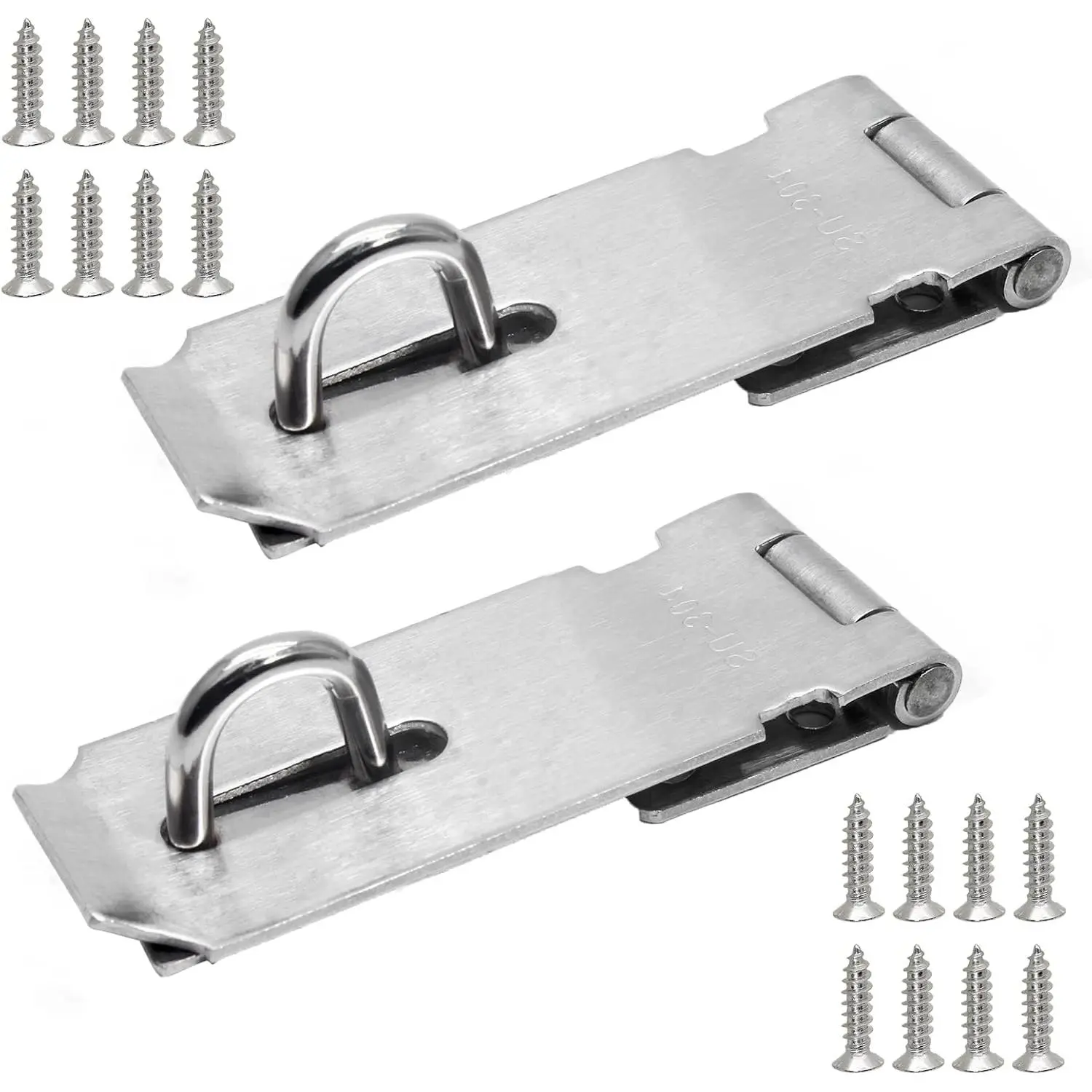 2 count 3 Inch Door Locks Hasp Latch, Stainless Steel Safety Padlock Clasp Hasp Gate Lock Hasp with Screws for Closets, Cabinets ()