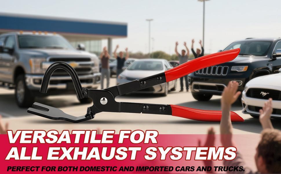 Exhaust Hanger Removal Tool, Heavy-Duty Exhaust Hanger Pliers for Car & Truck Rubber Exhaust Hangers, 25° Offset Design, Non-Slip Grip, Compatible with Most Exhaust Systems
