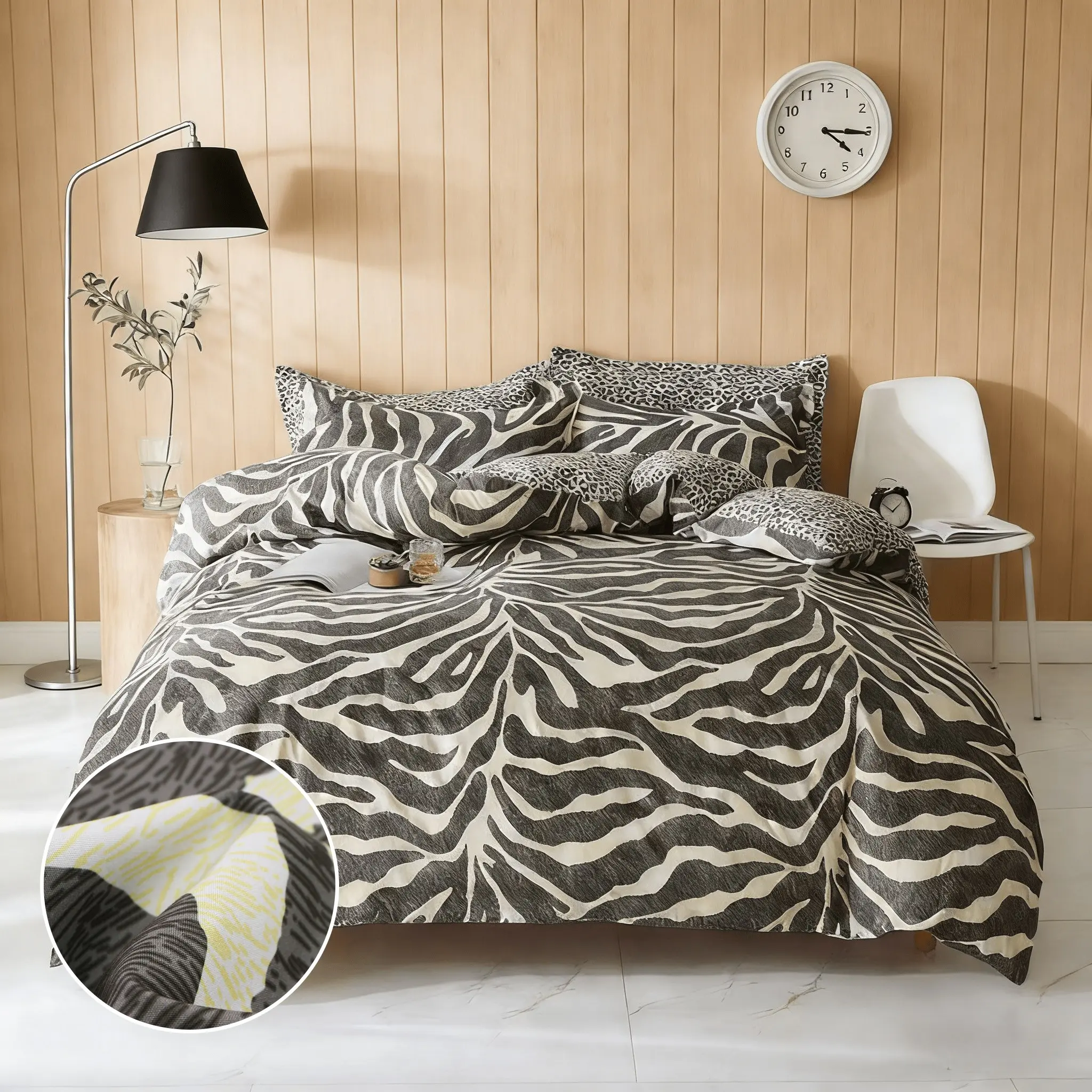 Zebra Print Duvet Cover Set 3 Pieces, Digital Printed Animal Pattern Comfy Bedding Set with 1 Duvet Cover and 2 Pillowcases, All Season Bedroom Bedding, No Comforter or Pillow Inserts Included