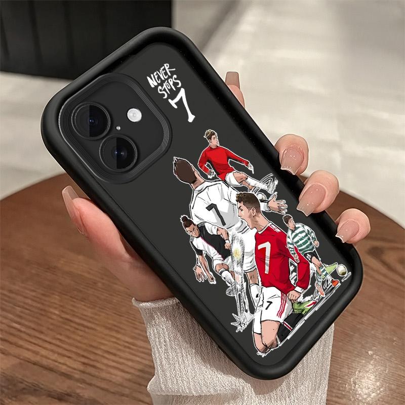 Soccer Player Number 7 Junk Phone Case for iPhone 17 Pro Max 16 E 15 14 Plus 13 12 11 Pro Max & Samsung S21S22 S23 S24 S25 S26 Ultra Plus, "Never Stops" Football Legend Brown Matte Shockproof Protective Cover