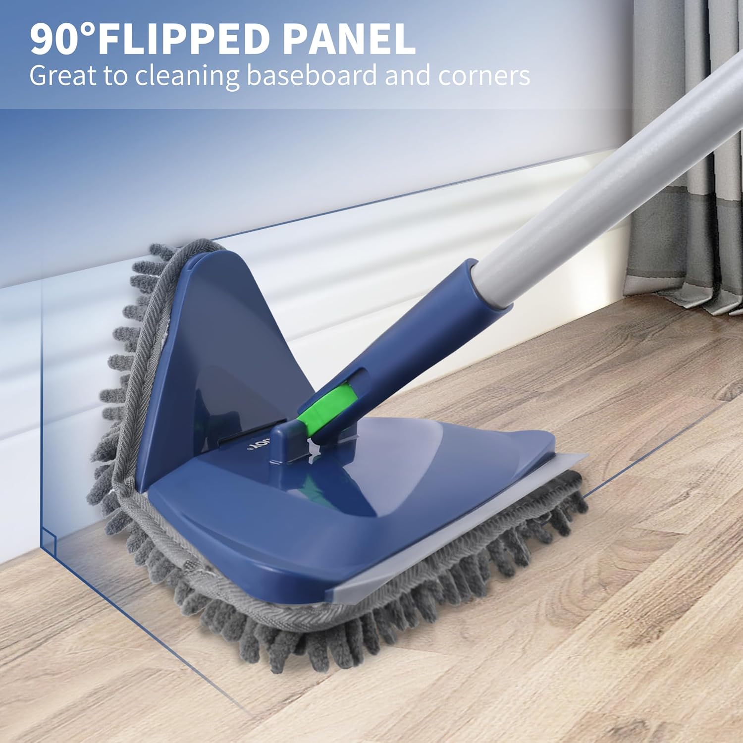 Wall Cleaner Mop with 82 Inches Long Handle, Baseboard Cleaner Tool Duster with , Ceiling Cleaning Tool with 6 Replacement Pads for Painted Walls, Window, Floor - Blue