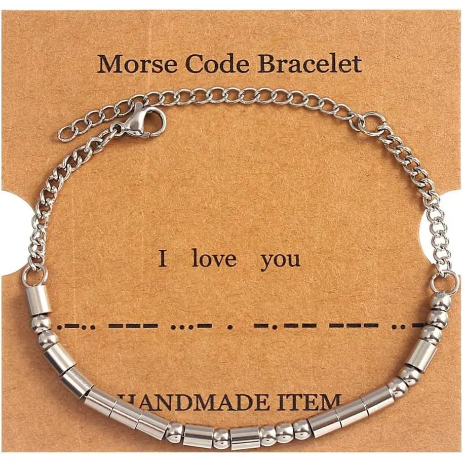 I Love You Morse Code Bracelet for Women Men Birthday Romantic Gifts for Husband Wife Morse Code Bracelets for Boyfriend Girlfriend I Love You Bracelet for Her Him Mom Dad