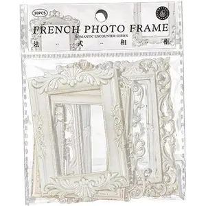 10 count  Scrapbook Frames,Hollow Paper Frames Decorative Paper Lace Cutouts for Scrapbooking Junk Journal Crafts Paper (Cream-coloured, Rectangle)