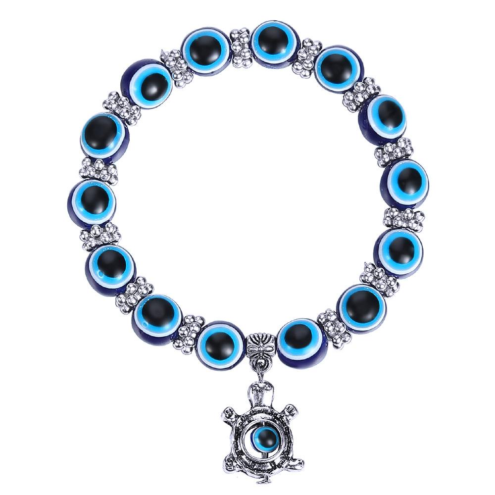 Evil Eye Bracelet Butterfly Elephant Fatima Hand Pendant Resin Beads Blue Eye Bracelet