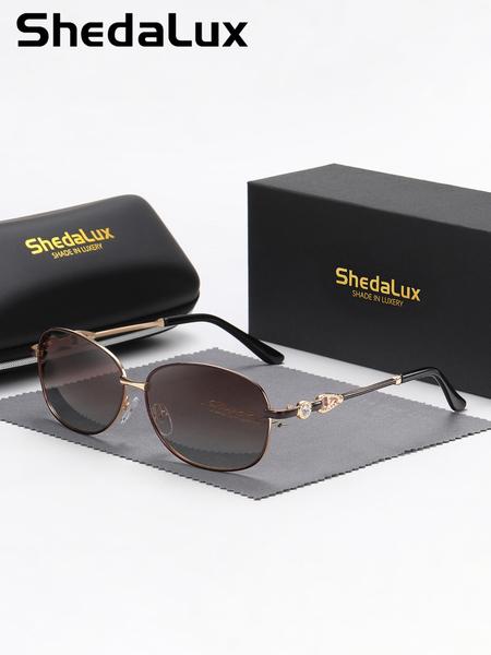Shedalux New Unisex High-End Full Frame Sunglasses, Round Face Unique Super Large Polarized Sun Glasses Retro Uv400 Protection