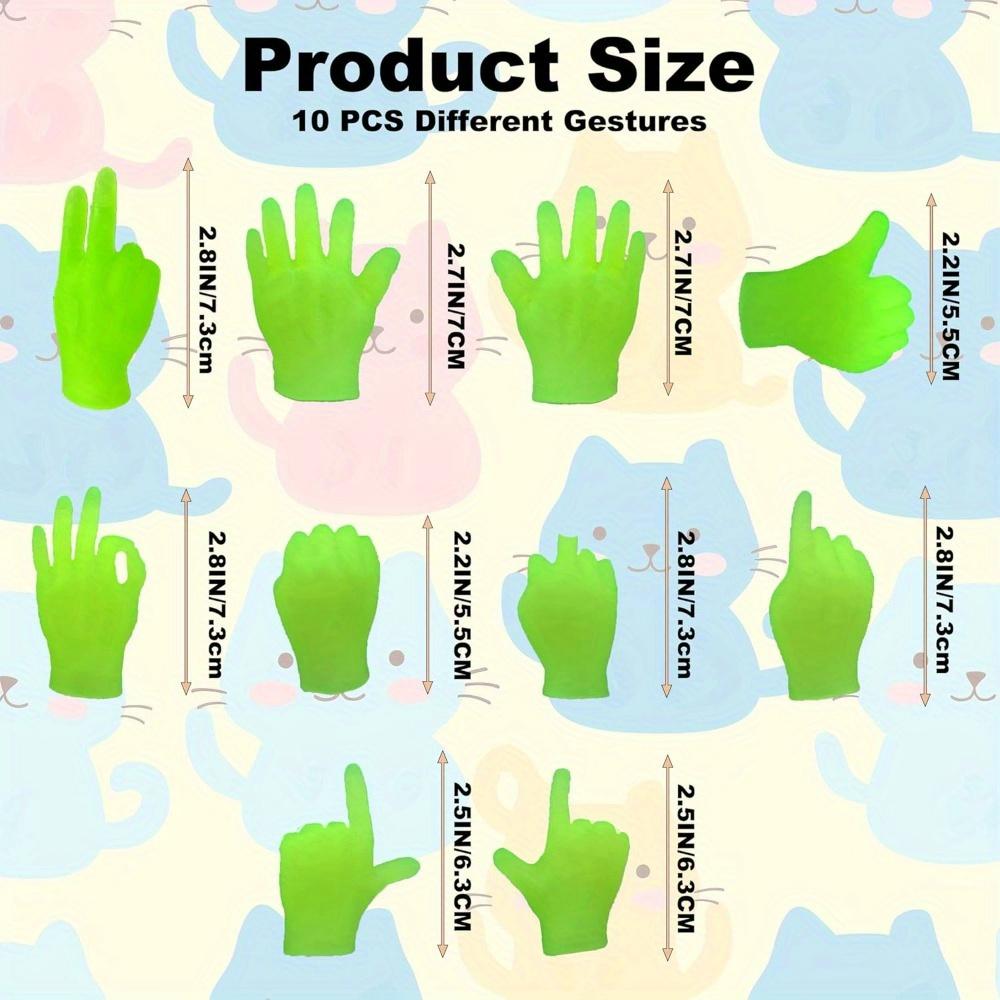 10-Pack Glow-in-the-Dark Green Mini Hand Puppets – Authentic Rubber Finger Puppets, Perfect for Cat Shows, Puppet Shows & Creative Games. Portable & Durable, Ideal for Indoor Use
