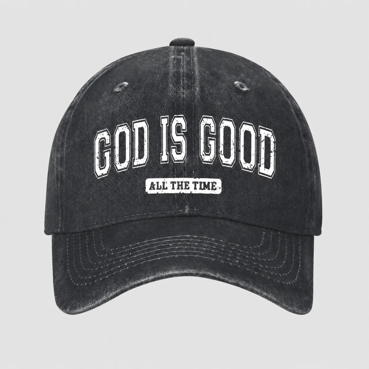 [Vacation Beach Travel] 1pc GOD IS GOOD All The Time Letter Print Women's Washed Baseball Cap, Fashion Outdoor Vintage Street Urban Style Men Women Cap Curved Brim Dad Hat Sun Hat for Vacation Beach Travel Riding