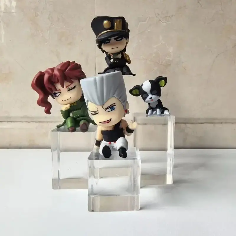 4pcs/Set Jojo Stardust Crusaders Shoulder Sleeping Figures Big Head Chibi Jotaro Kakyoin Polnareff Iggy Anime Gashapon Toy Gifts