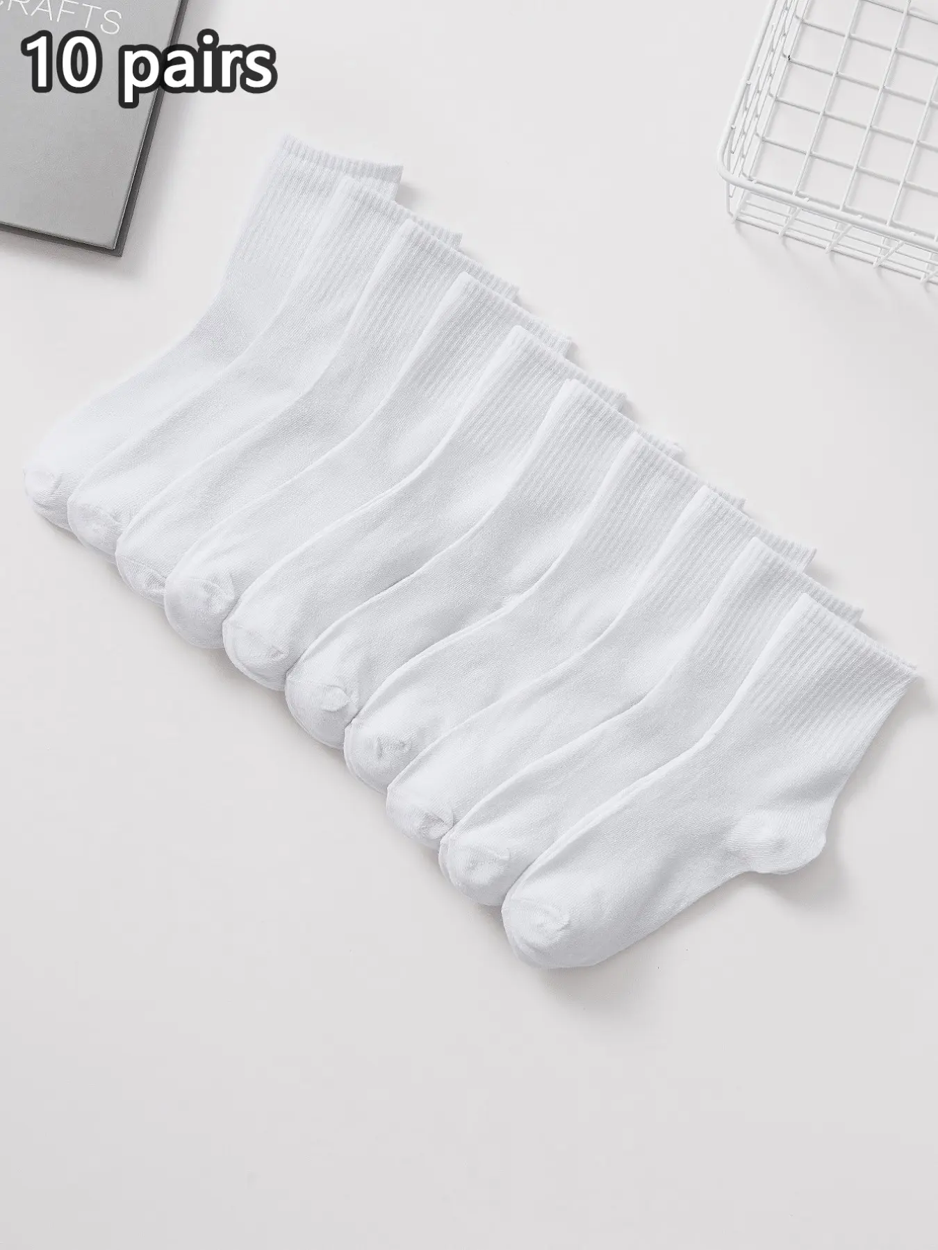 10 Pairs Women's Pure Mid-Calf Socks, Casual Stylish Socks, Comfortable Fashion Shoe Accessories, Ideal for Daily Wear, Trendy Essential for Women