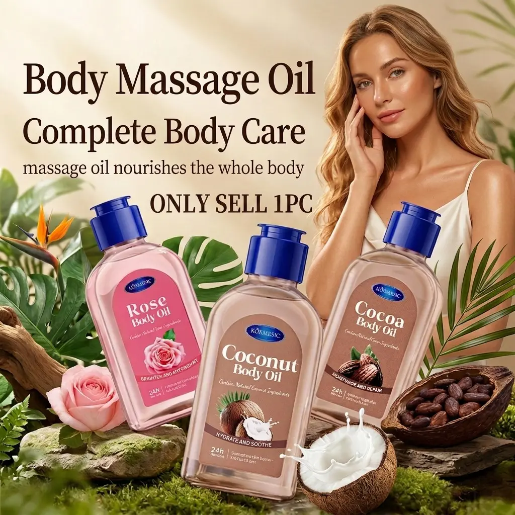 Coconut Body Oil Baby Oil, Large Capacity Cocoa Massage Essential Oil, Rose Jelly Body Oil 130ML, Moisturizing & Nourishing Body Care, Moisturizing Body Oils