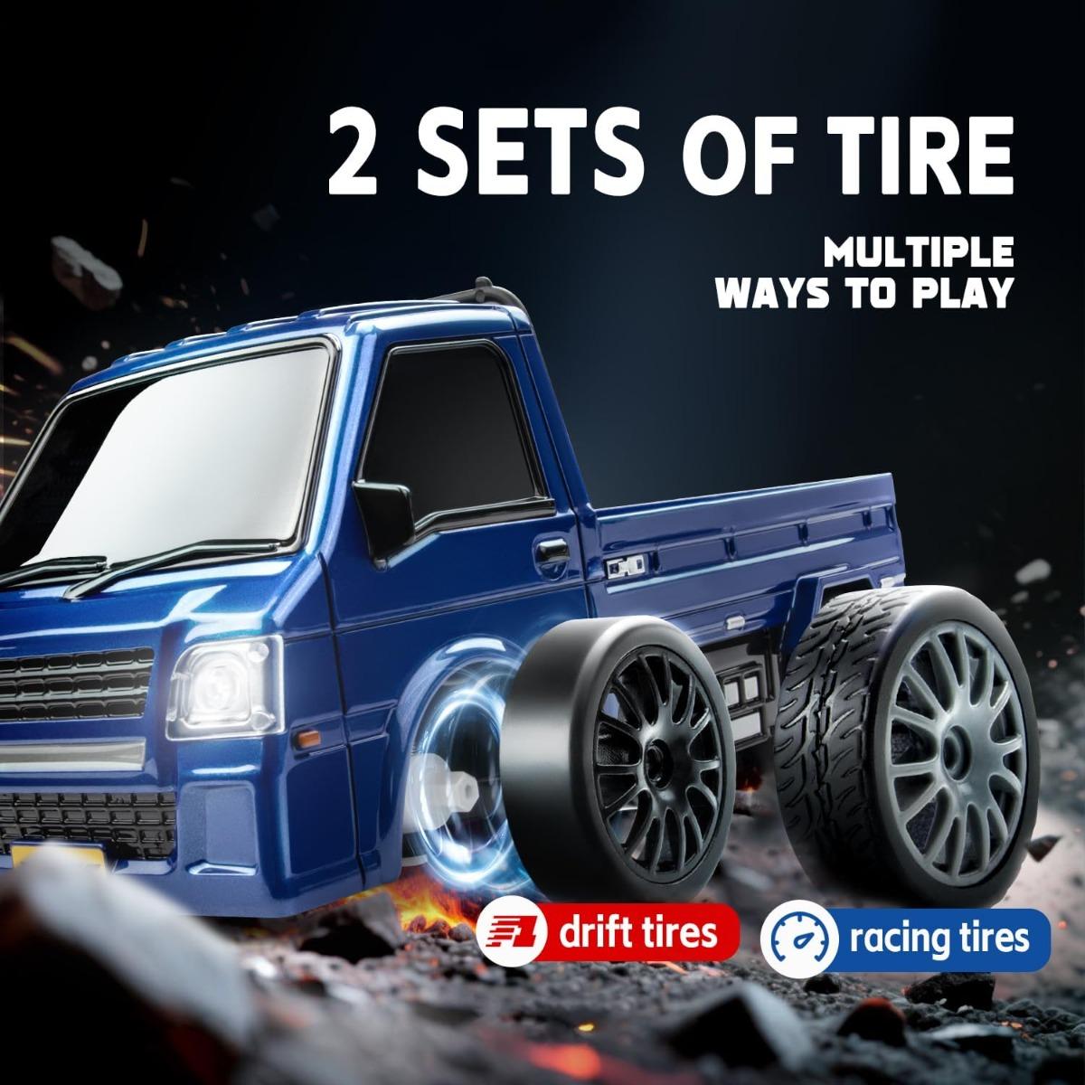 1: 24 scale remote control mini, light truck, four-wheel drive off-road design, built-in LED lights, ideal gift for adult boys and girls' birthdays and Easter.