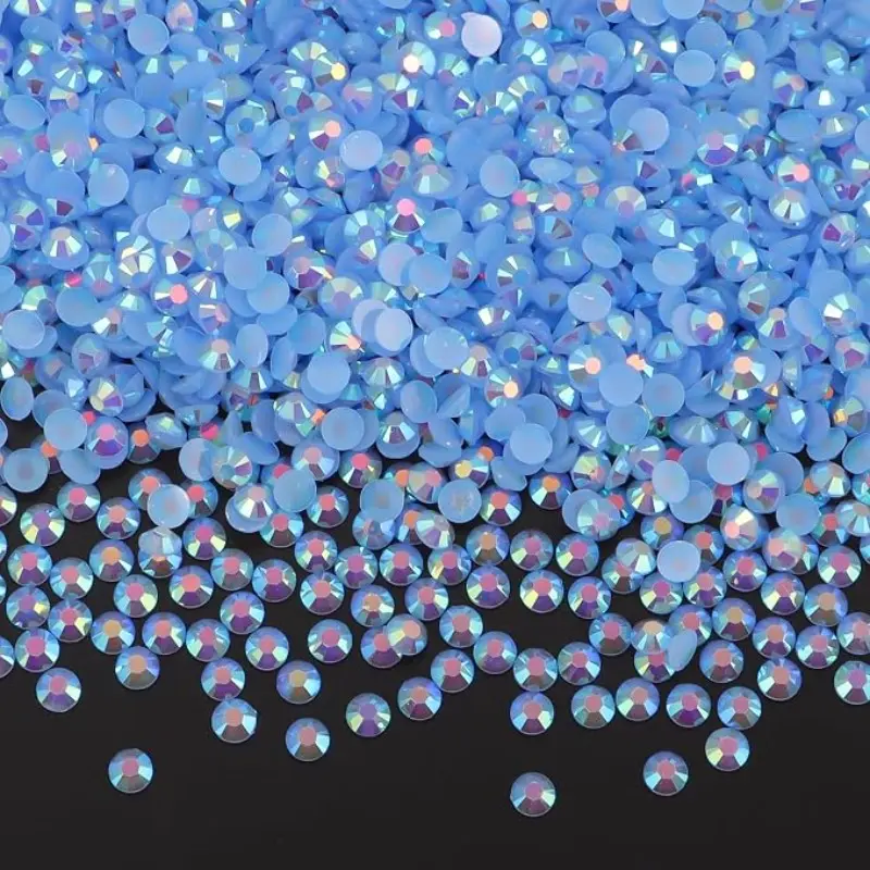 1000/2000/5000pcs 3-4mm Light Sapphire Rhinestones, Flat Back Resin Gemstones for Accessories, Shoes, Clothes, Cosmetics, Bags, Decoration