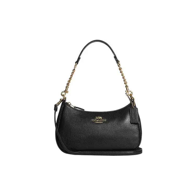 COACH Teri 24 Crossbody Handbag for Women – Saffiano Leather, Detachable Strap, Black