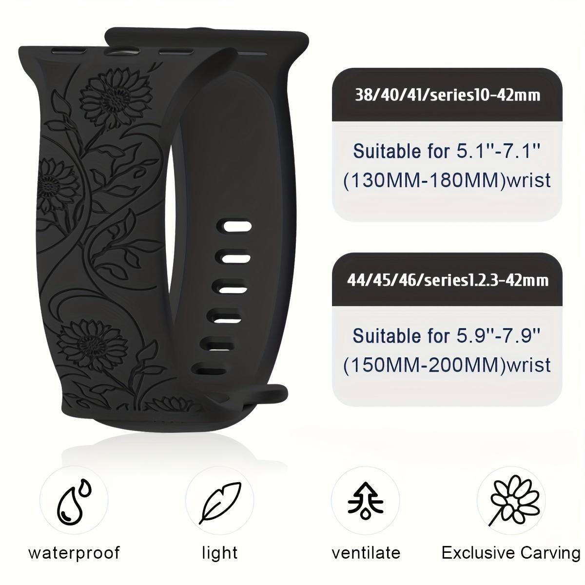 2-Pack Floral Engraved Silicone Apple Watch Bands – Sport Strap 38–49mm (Series 1–11, SE, Ultra / Ultra 2)