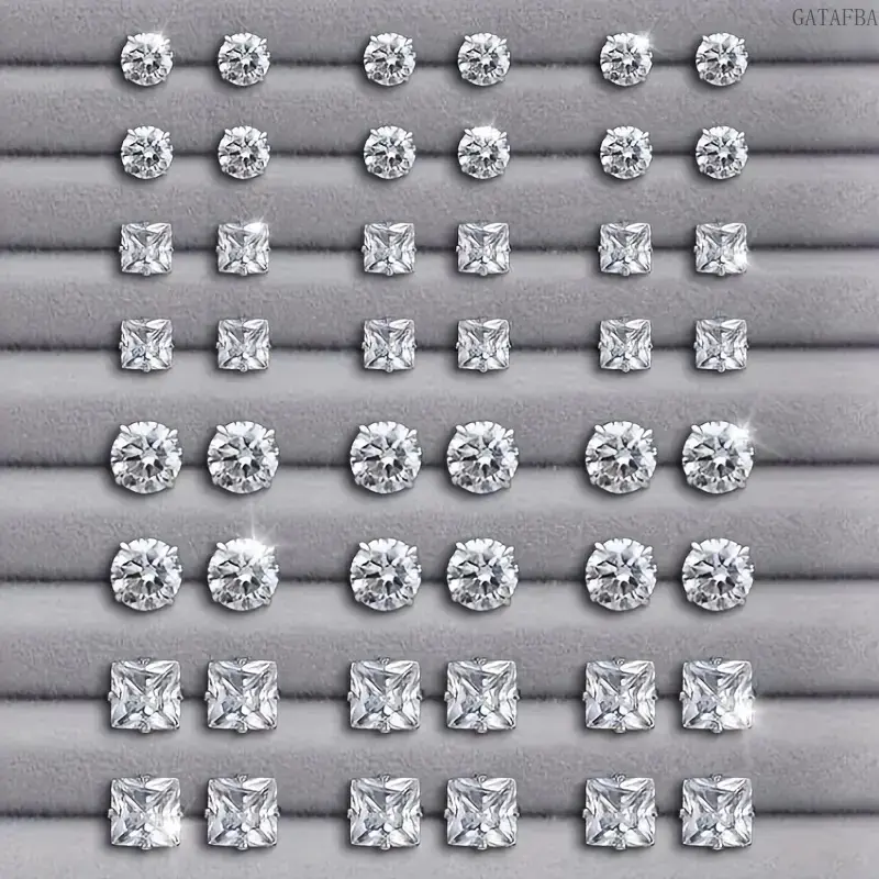 24 Pairs Sparkling Crystal Stud Earrings Set Multi Shapes Daily Party Women Jewelry Gift 24 Pairs Sparkling Crystal Stud Earrings Set Multi Shapes Daily Party Women Jewelry Gift