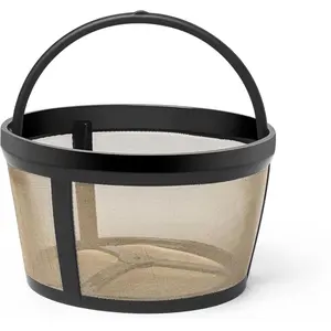 4 Cup Reusable Filter Basket With Mesh Bottom Fits Coffee Maker and Brewer - Permanent Filter Replacement for Gold Basket-Style Filters 1-Pack
