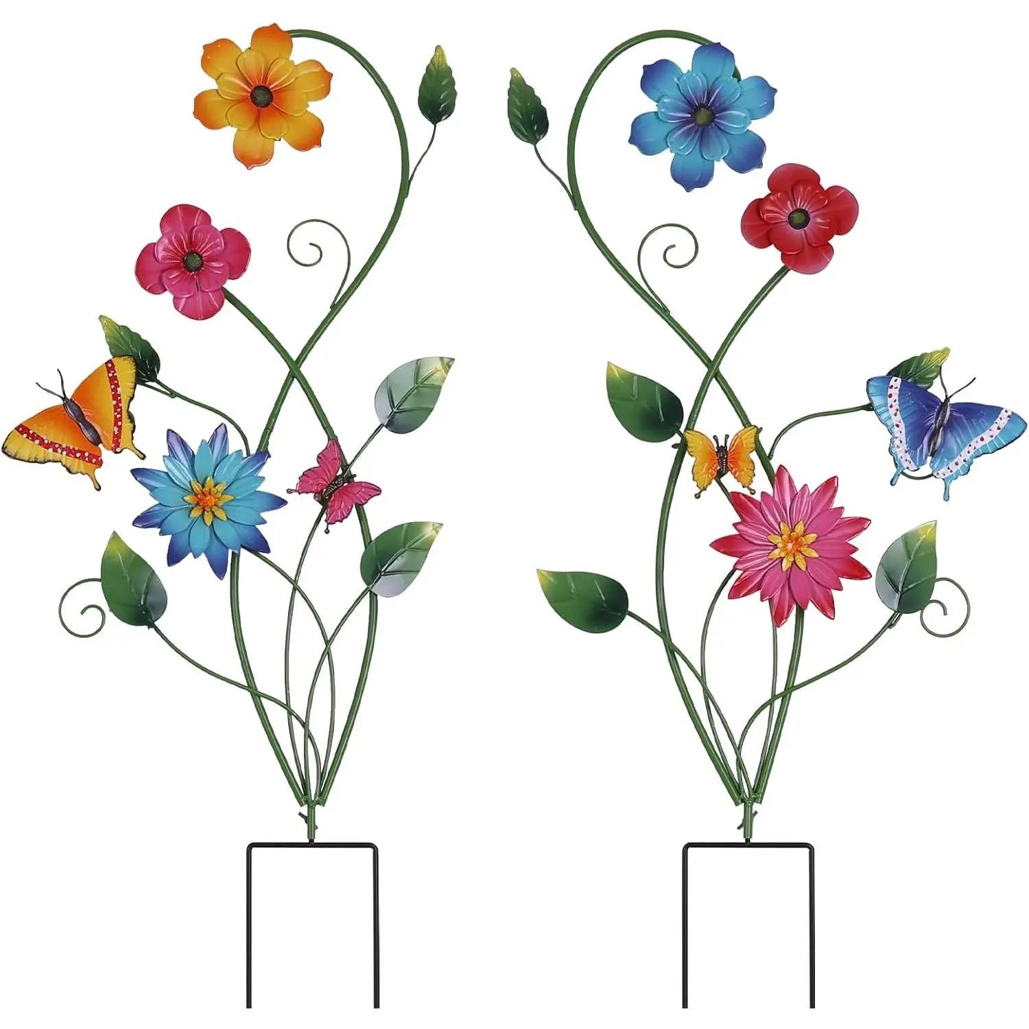 Garden Decor for Outside, 2 Pack 37“ Metal Butterfly Garden Stakes, Spring Wall Decor, Colorful Look & Personalities  Yard Art for Outdoor Lawn Backyard Porch Patio  Decorations