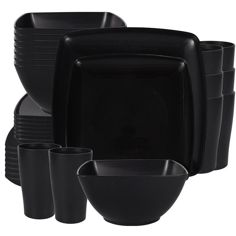 Solid Color Dinnerware Set, 16/32pcs/set Durable Dishwasher Microwave Safe Tableware Set, Dinner Sets, Includes Dinner Plates, Salad Plates, Snack Bowls, Tumblers, Dining Plate Set