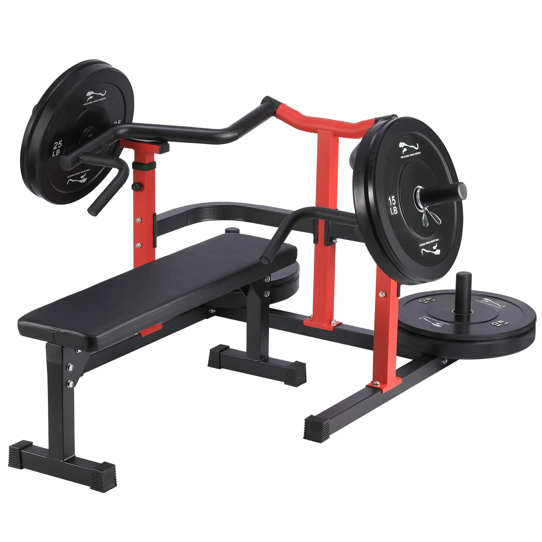 Home Gym Versatile Bench Press Equipment, Adjustable Flat Chest Press Bench Featuring Independent Converging Arms, Solid Steel Frame with High-Smooth Bearings